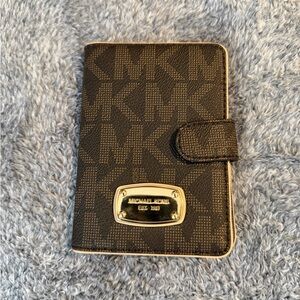 Michael Kors Signature Black and Gold Passport/Wallet